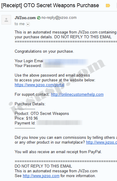 OTO Secret Weapons Proof of Purchase