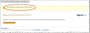 Paypal: This recipient is currently unable to receive money.