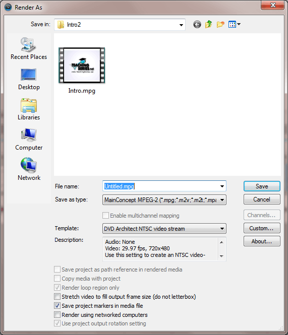 Sony Vegas Render Settings DVD